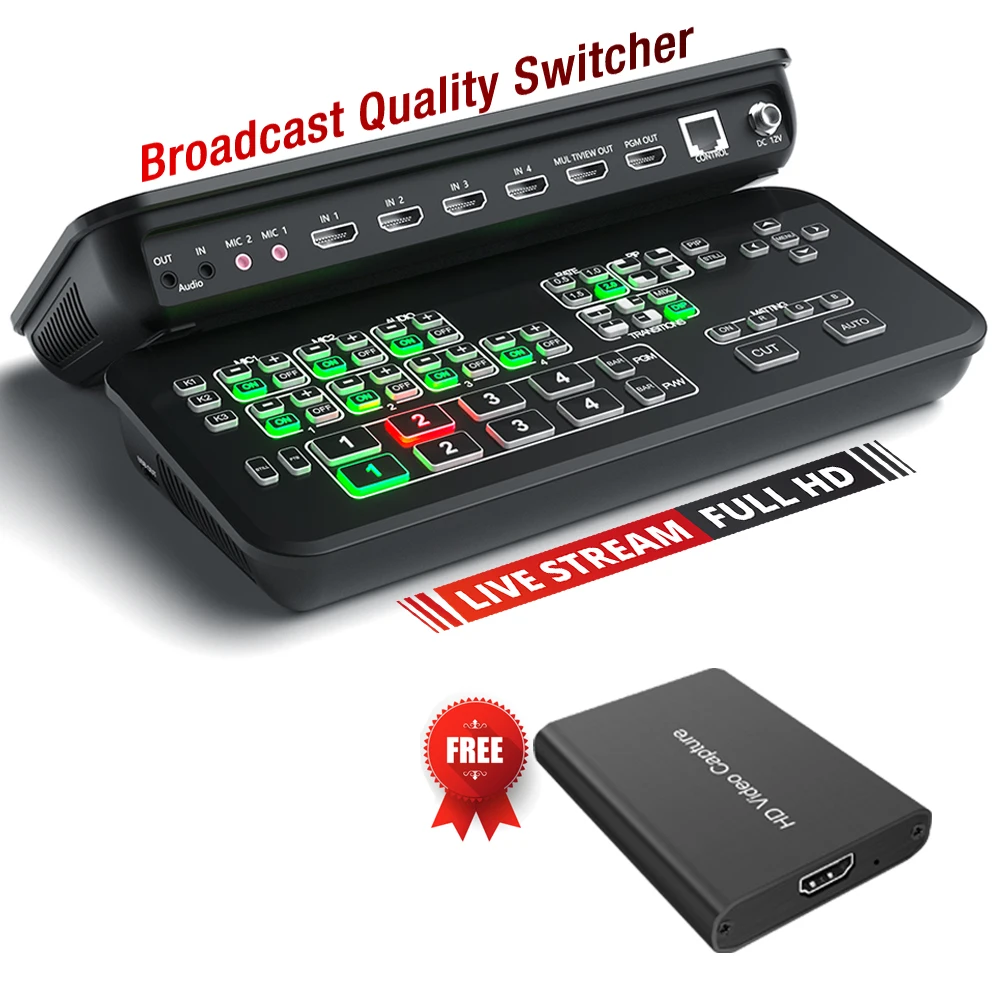 1080P HDMI Stream Switcher Seamless Live Streaming