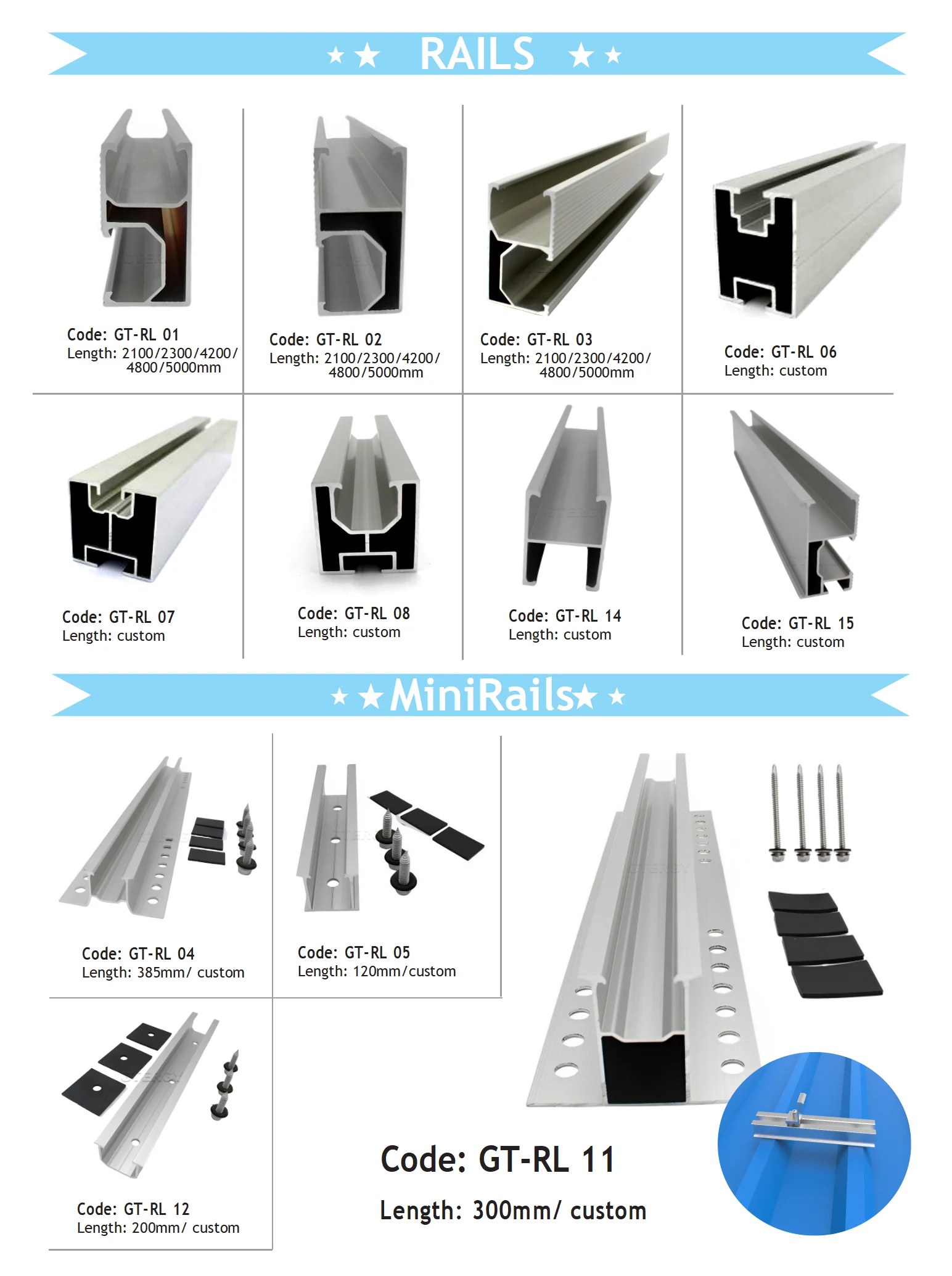 Solar Trapezoidal Metal Mini Rail Roofing 300mm 400mm Aluminum Alloy ...