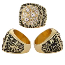 NFL 1978 Pittsburgh Steelers Gold Silver Championship Ring, Eco Friendly Alloy Diamond Set Men's Fashion Ring Customization