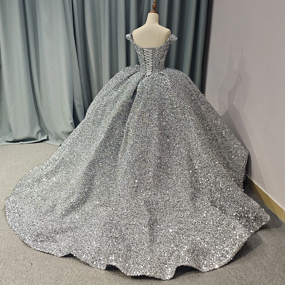 Luxury Shiny Princess Evening Dress Sequin Maxi Ball Gown for Woman  Quinceanera Dresses 1197-1