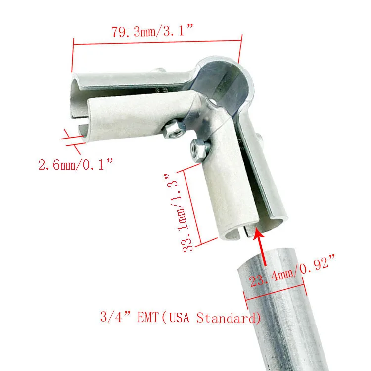 3/4inch 90 Degree Structural Pipe Connector 3 Way Metal Joint Tubing Clamp Steel Corner Fitting End Rails Clamps manufacture