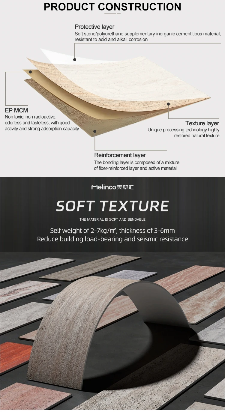 product melinco modern villa building exterior facade minimalist style soft stone mcm flexible tile travertine wall outdoor indoor-1