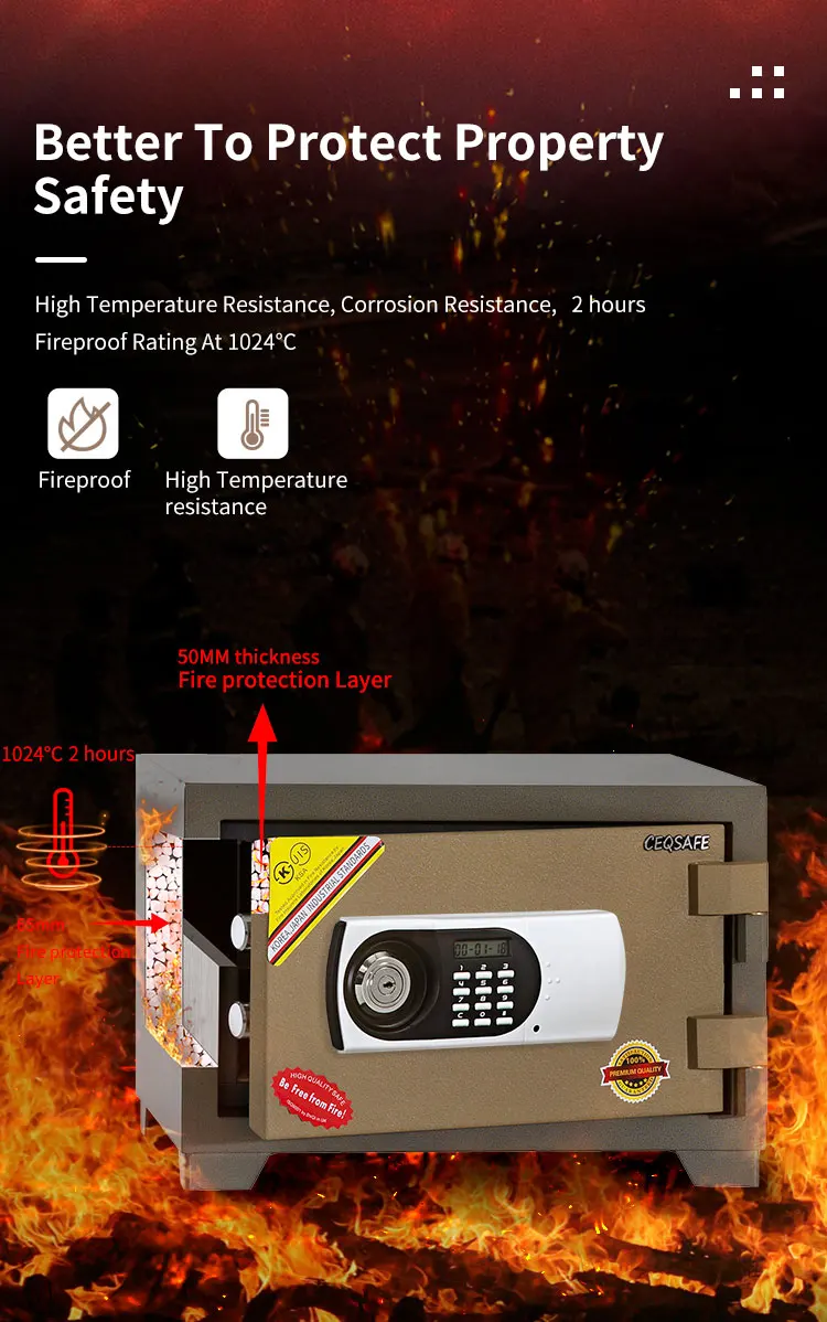 CEQSAFE Mini Money Portable Smart Fireproof Electronic Fingerprint Safe Box Digital Safe factory