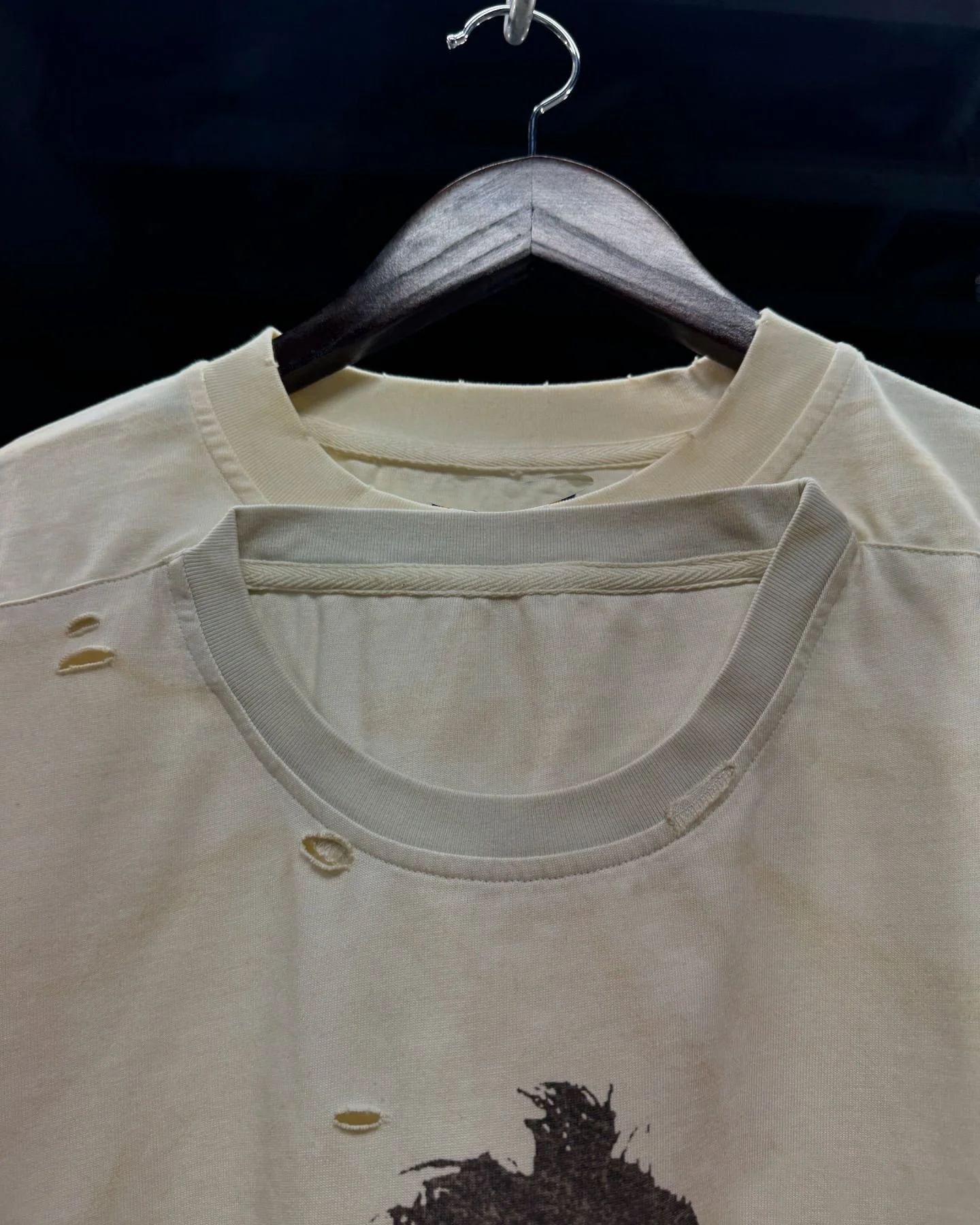 Salati Manufacturing Custom T-shirt Double Collar Short Sleeve Print Boxy Distressed Tee Shirt Vintage Faded Washed T Shirt Men gallery 4