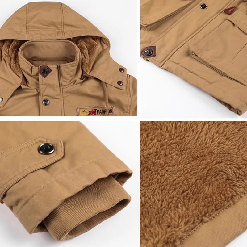 Men's Hooded Winter Jacket With Stand Collar And Warm Fleece Lining_voghion.com