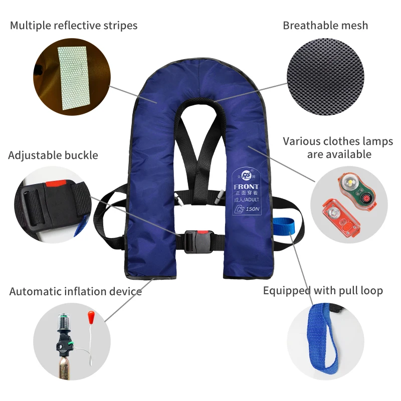 SOLAS Approved Double Balloon Double Chamber Marine Inflatable Life Jacket