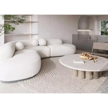High Quality Nordic Modern White Corner Couch Luxury Living Room Sectional Modular Velvet Boucle Curved Sofa Cloud Sofa For Home