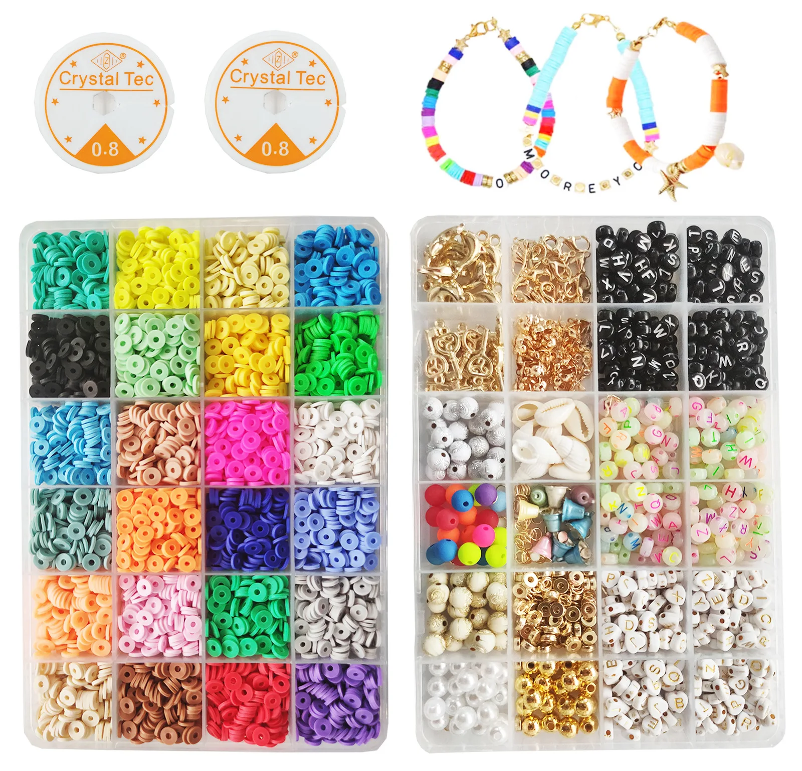 1000PCS Polymer Clay Beads Bracelet Making kit, 24 Style Cute Fun A1#Style  1