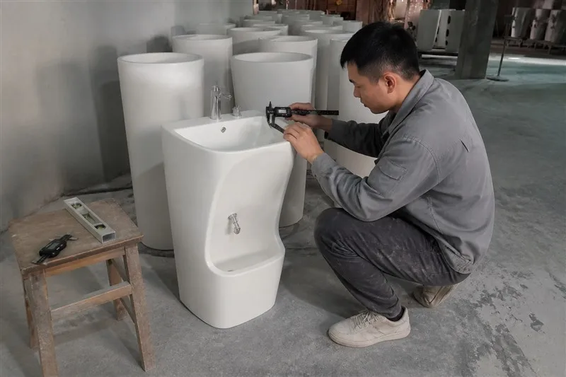 Factory workshop producing muslim wudu sink models with quality certification