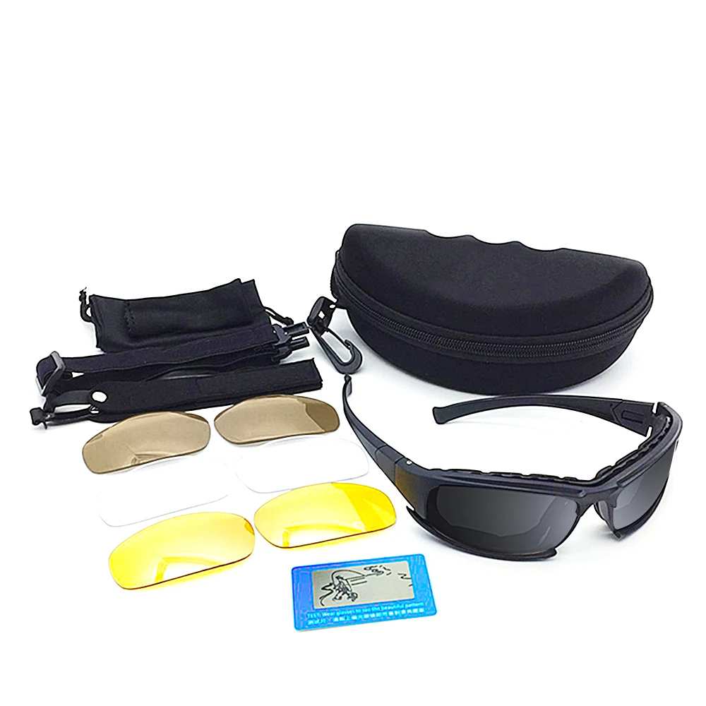 X7 Tactical Goggles Anti Fog  of 3 Interchangeable Lens Polarized  Sunglasses Shooting Glasses