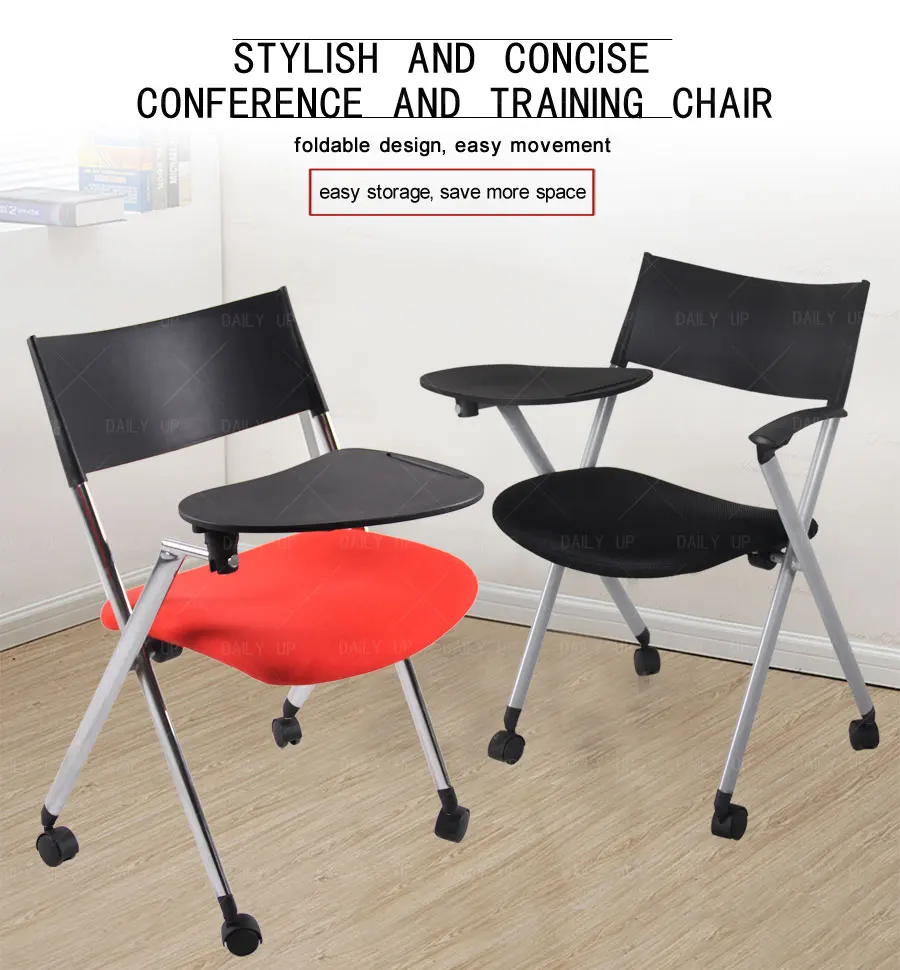 Folding Training Chair With Castors Folding Conference Chair With Wheels Fixed Meeting Chair