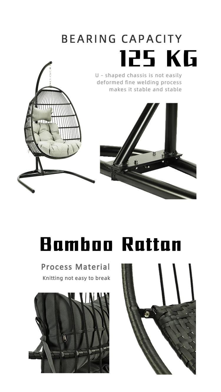 Garden Cane Furniture Metal Rattan Outdoor Patio Balcony Egg Shaped