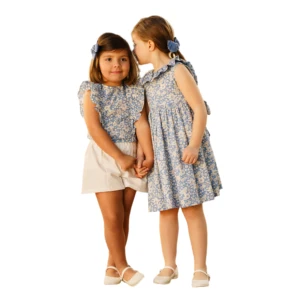 Kids Clothes Custom logo High Quality Girls Dress and Shirts All Over Floral Print Summer Children Matching Clothes