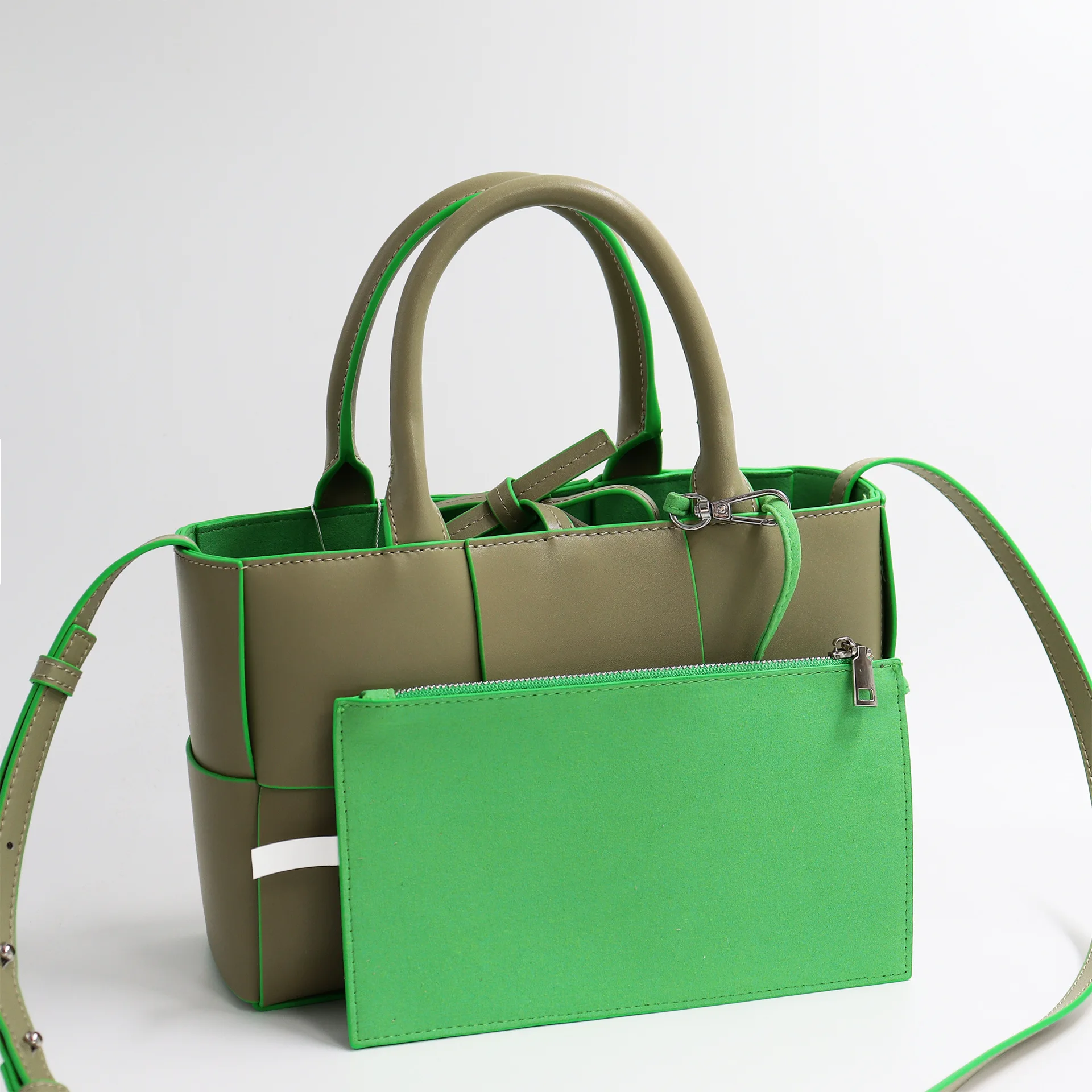 Wholesale New Contrasting Color Cowhide Braided Designer Small Tote