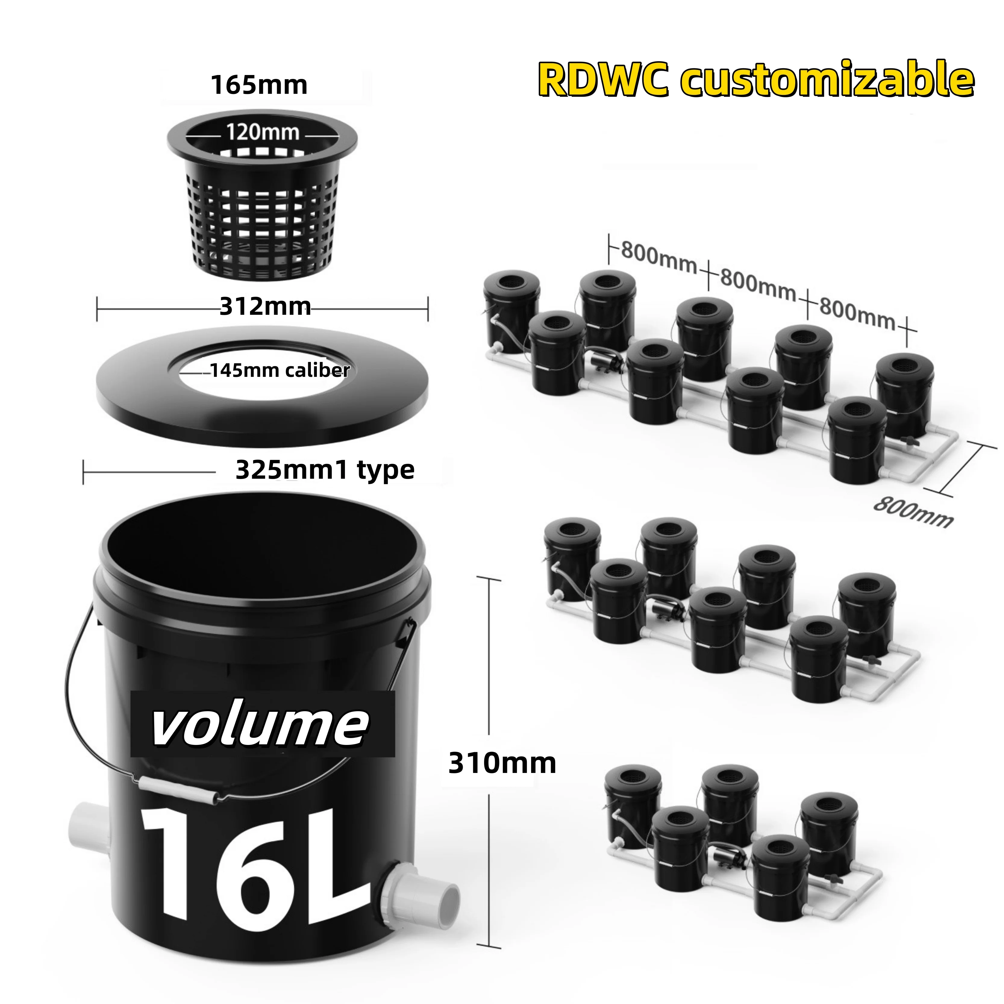RDWC System Plastic Bucket for Plant Agriculture Use Available Small ...