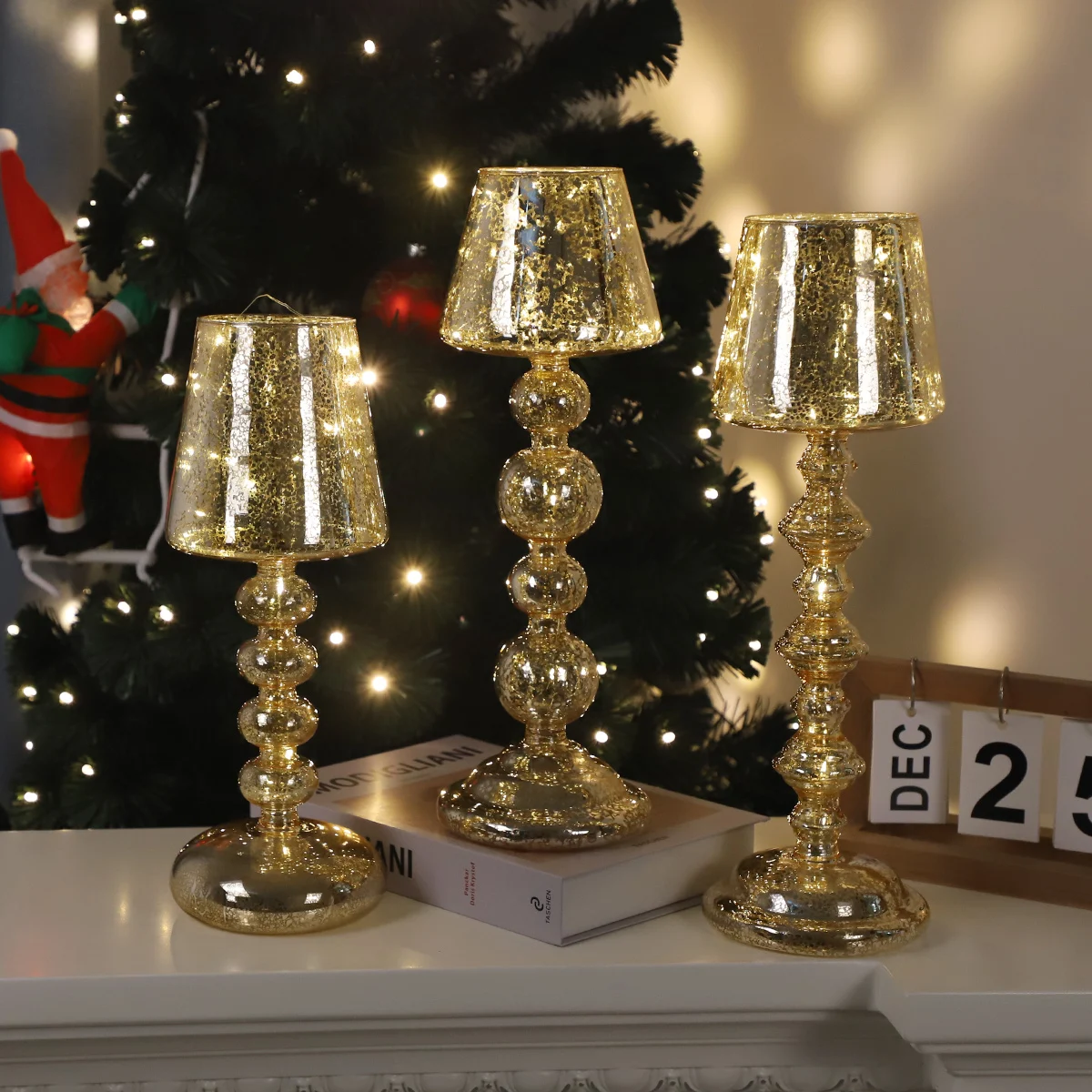 Lampada da Tavolo a Forma di Fungo, Luce per Comodino in Vetro Traslucido, Stile Vintage