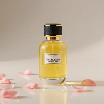 New Customized Luxury Empty Clear 100ml Crimp Glass Perfume Bottle Fine Mist Sprayer With Plastic Cap and Box Packaging