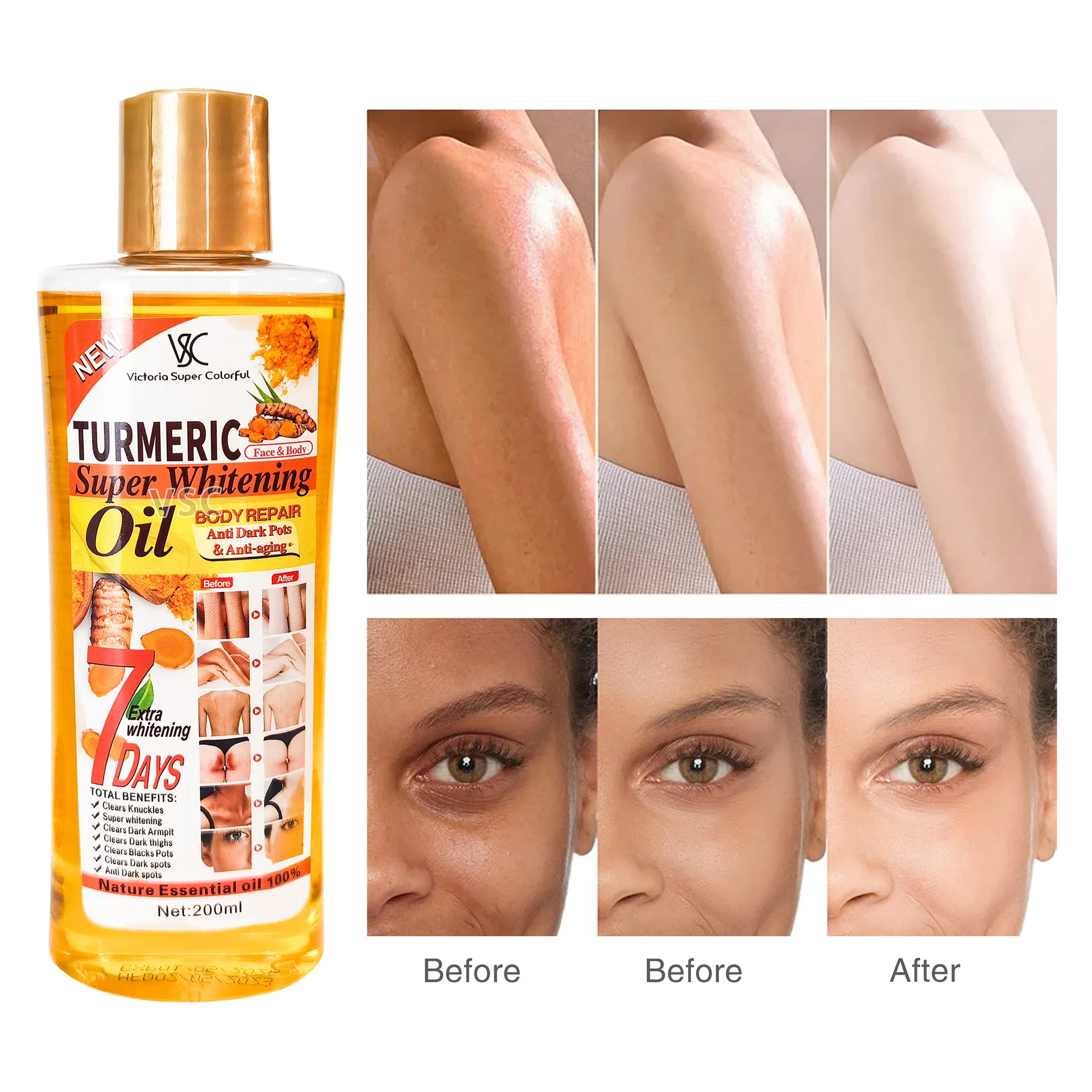 Hot Sale Turmeric Oil Whitening Vitamin E Antiaging Dark Spot Skincare