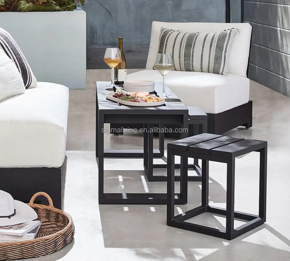 Modern design patio furniture aluminum console table set outdoor garden tables