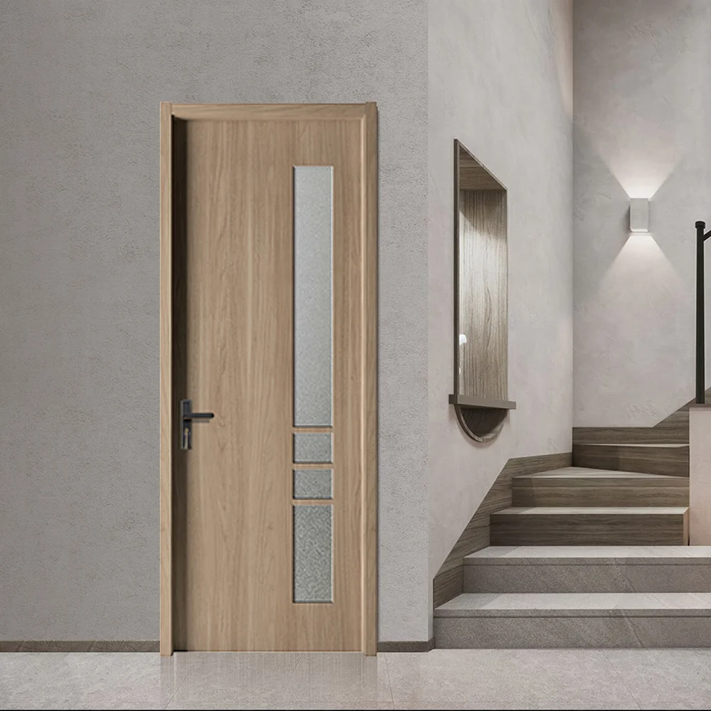 China Luxury Latest Simple Design Pvc Wpc Interior Glass Door For House