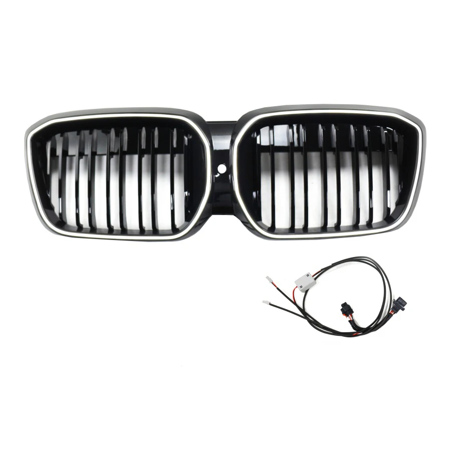 product tiypeor car 2022 2023 for bmw x3 g08 front bumper grille with dual bar led lights automotive body component durable abs material314-3