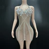 Nude mesh  with silver chains