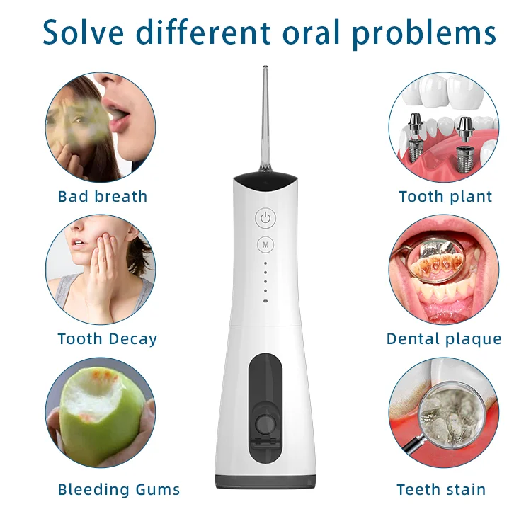 230ml Water Tank IPX7 Waterproof Oral Irrigator Cordless Teeth Water Flosser 4 Modes Dental Floss Dental Floss Pick