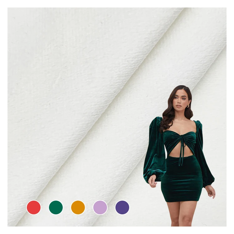 Hot Selling Solid Velour Fabric Velvet Material, Soft Stretch Polyester Knitted Velour Fabric for Clothes/