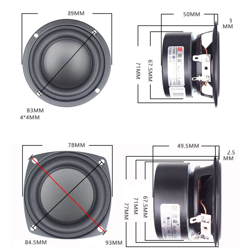 VW-PT3X5 Port Tube Tubi Porta Altoparlante 3 Pollici X 5 Pollici, Per Woofer E Subwoofer, Ventilazione Bassi, 2 Pezzi Tubi Port Per Casse Audio
