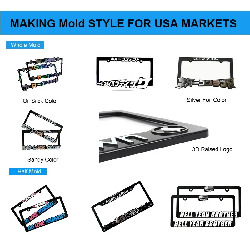 Customized Logo Plastic Car License Plate Frames Car Number Car License Plate Frame Metal License Plate Cover