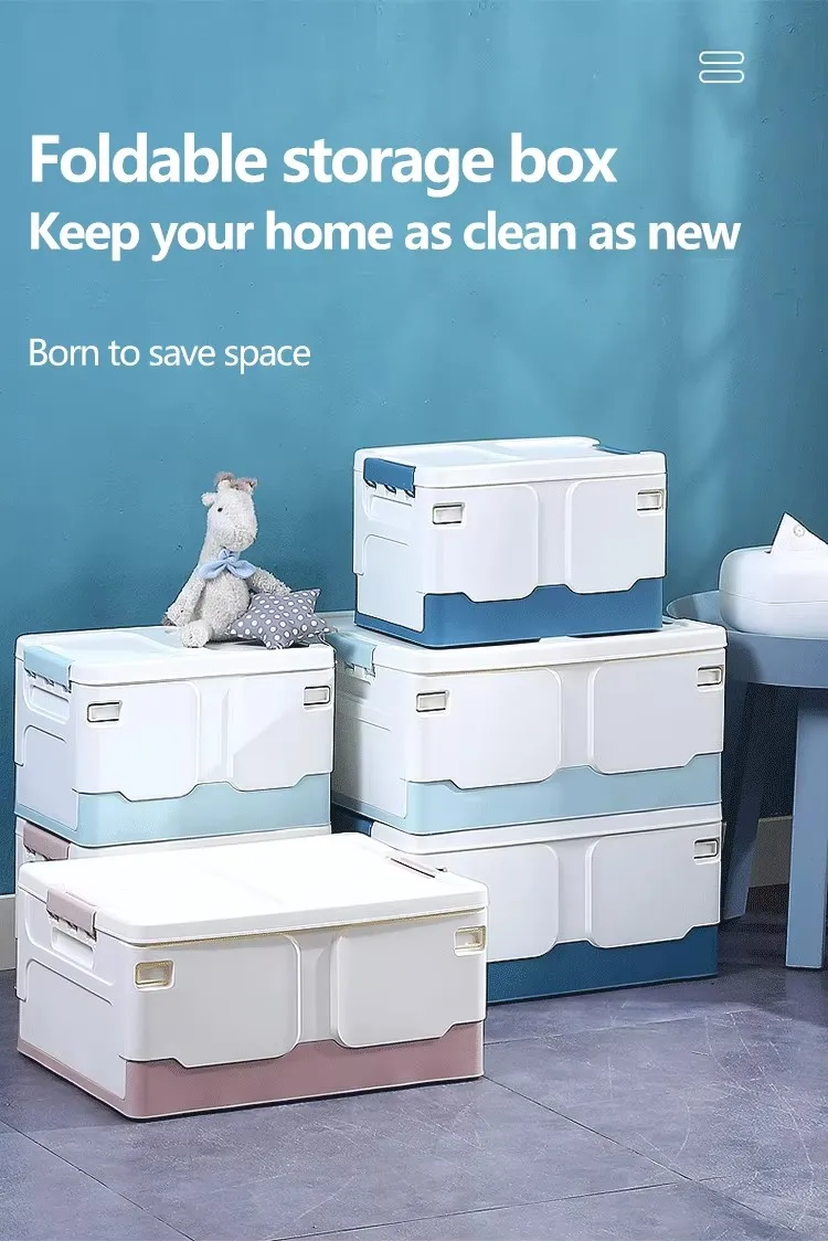 Compact Rectangle Office Organizer Stackable Foldable Storage Bin with Lid for Book Toy Clothing Sundries for Office Home Use supplier