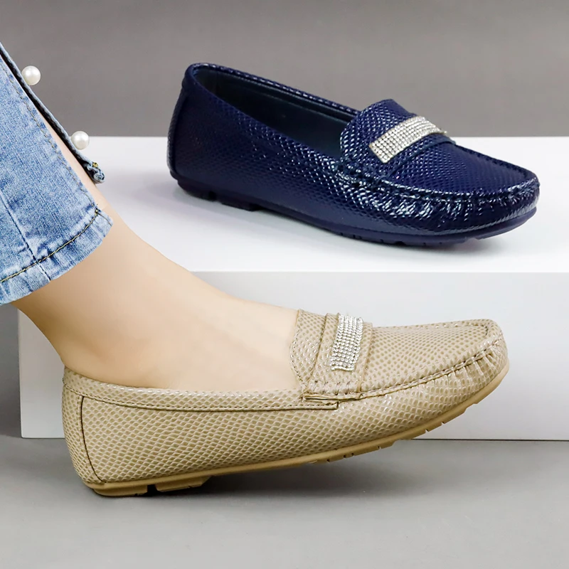 Women’s Black Suede Rhinestone Platform Moccasin Loafers