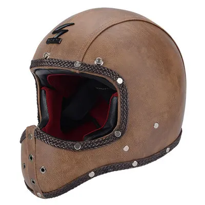 Wholesale Leather Motorcycle Helmets Retro Removedable Fashion Racing  Riding Cycling Helmet for Men Women Motorcycle Full Face Helmet From  m.