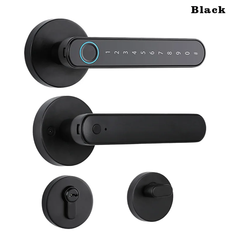 Smart Handle Door Lock with Biometric Password Fingerprint Keypad Emergency Key for Home Security