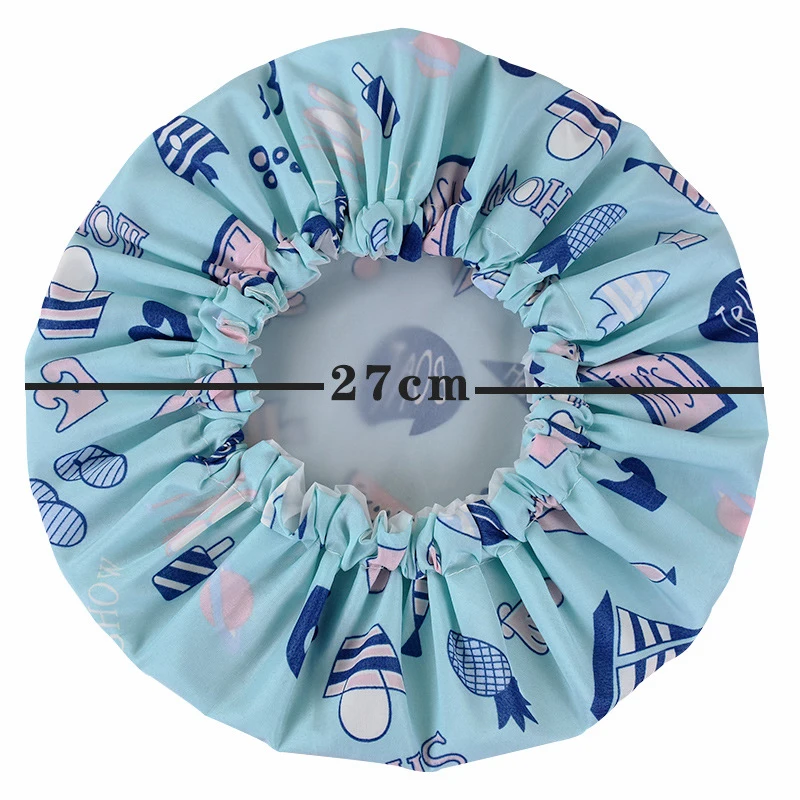 Customized Shower Cap Waterproof 2 Layer Reusable Bath Shower Cap For