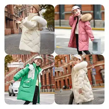 85-150 Cm Girls Boys Winter Shinning Long Down Baby Kids Children Thick Warm Real Fur Hooded Coat Outer Wear