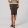 Cropped Pants-stripe brown