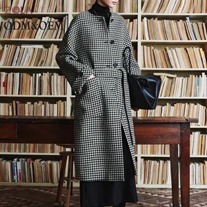 Elegant Custom Women's Long Wool Coat High Quality Breathable Office Lady Winter Design