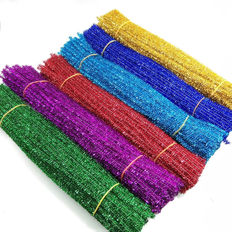 Assorted Color DIY Art Pipe Cleaners and Chenille Stems Unisex Soft Craft Supplies with Plastic Handle for Kids' Crafting