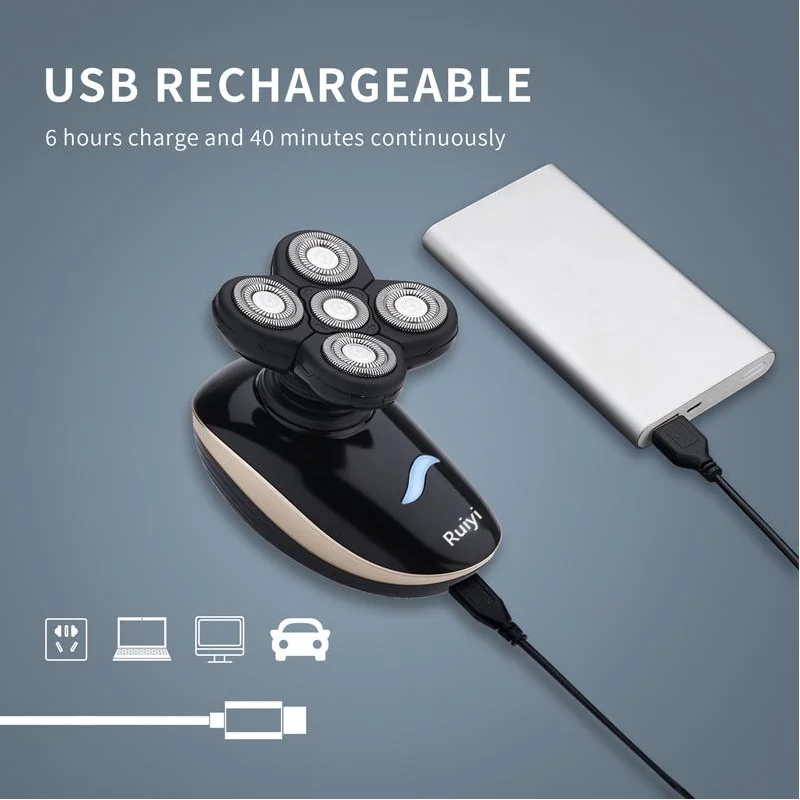 
 4 в 1 Amazon, Лидер продаж, устройство для удаления волос на лице, водонепроницаемая Вращающаяся бритва с USB, триммер для бороды, носа, волос, электробритва для мужчин  