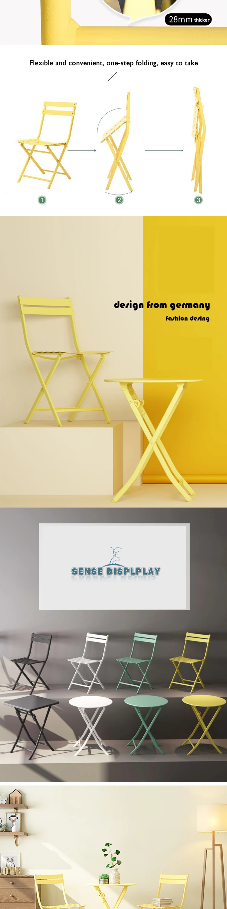 Modern Simple Luxury Design Metal Frame 3 Pieces Outdoor Indoor Furniture Patio Bistro Set