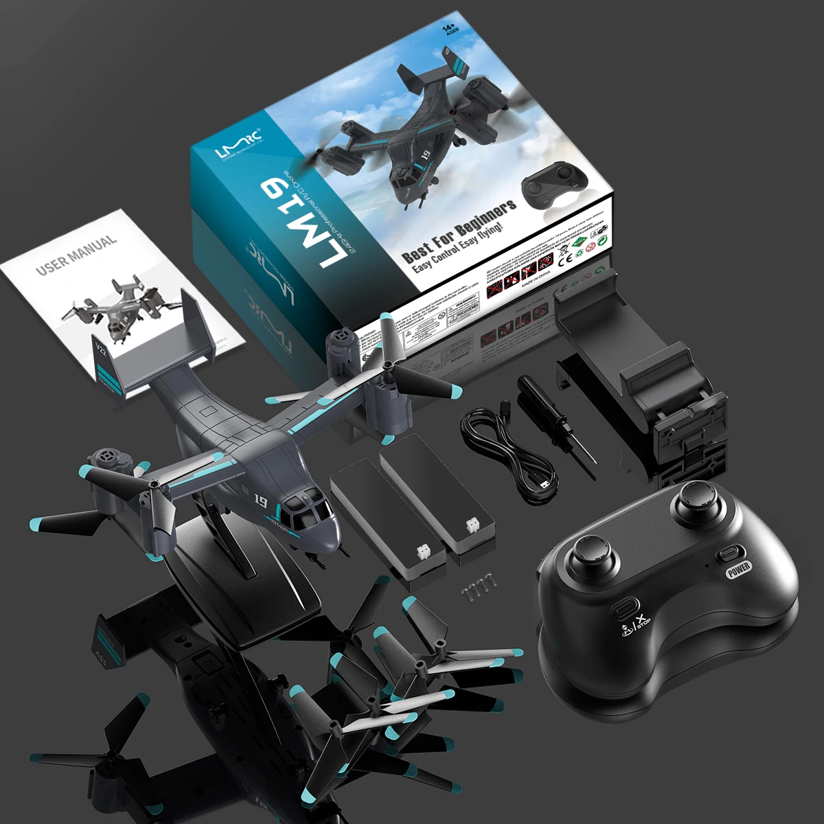 LM19 Real-Time Image Transmission 2-in-1 Fighter Aircraft Mini Drone Toy Headless Mode FPV Camera Real Time Image RC