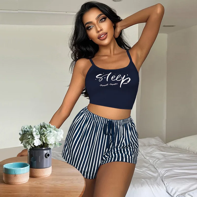 Crop Top Womens Nightwear Shorts Set Crop Top Pyjama Top And