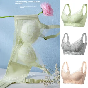 Summer Lightweight Breathable Push-Up Bra with Adjustable Shoulder Straps Lace Large Busts Bra