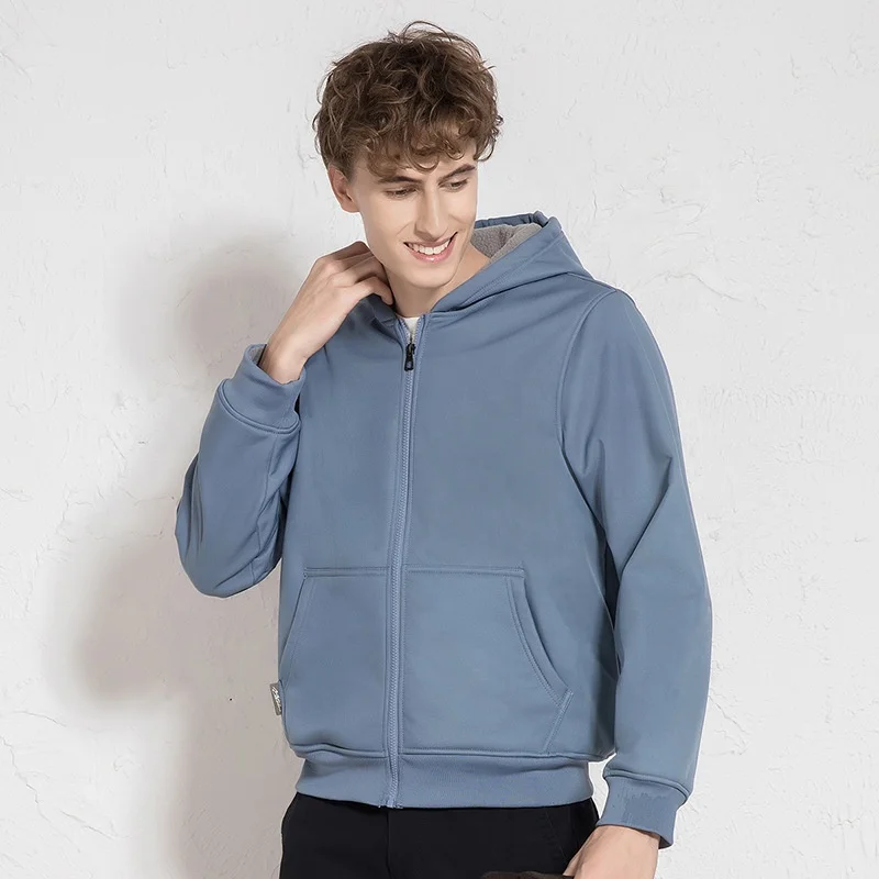 JL-0217D 350gsm Blank Full Zip up Hoodie Fleece Oversized Heavyweight Winter Warm Zip up Hoodie Puff Printing Zip