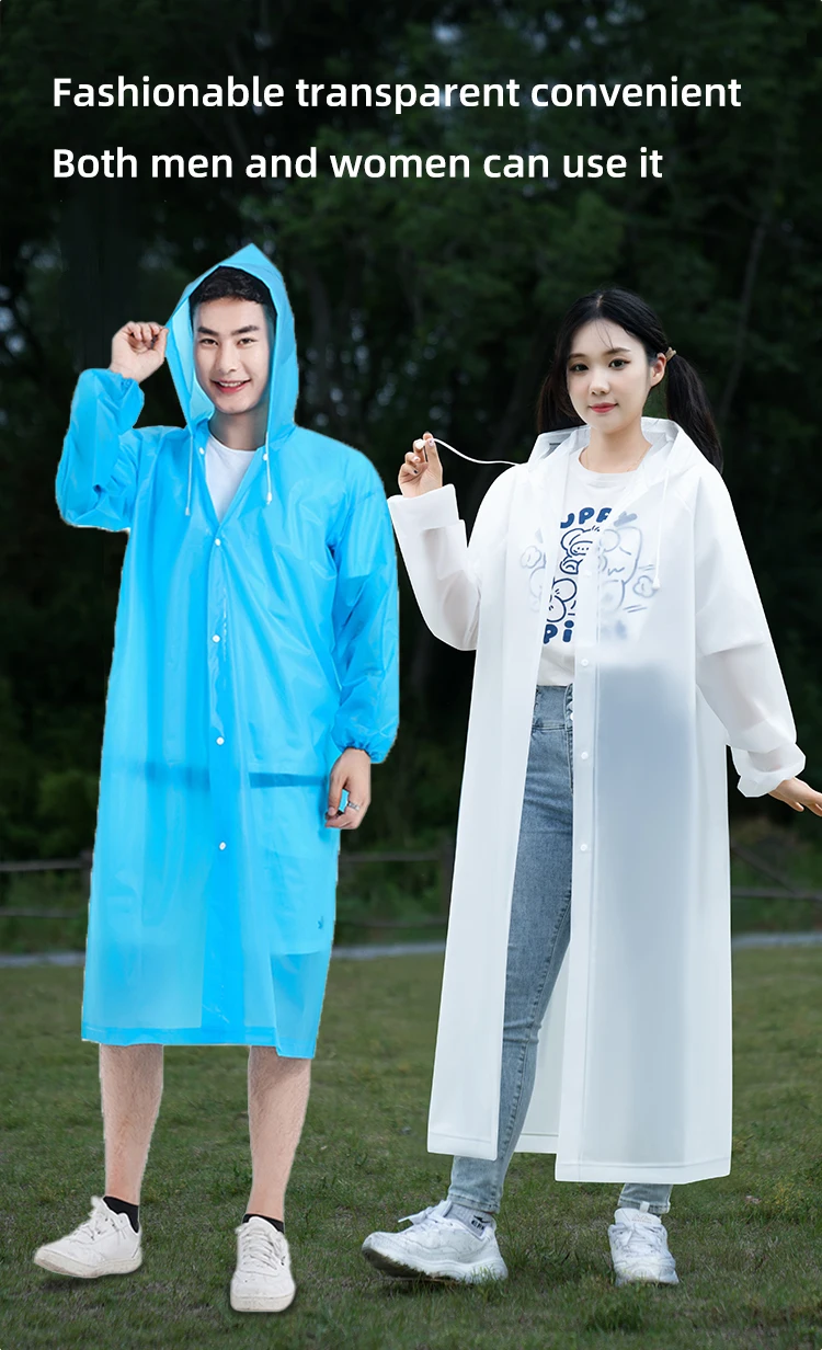 EVA Portable  Disposable Outdoor Raincoat Quick Dry Colorful Travel rain coat with big hood details