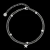 1.7mm Double Cable anklets with Star white gold