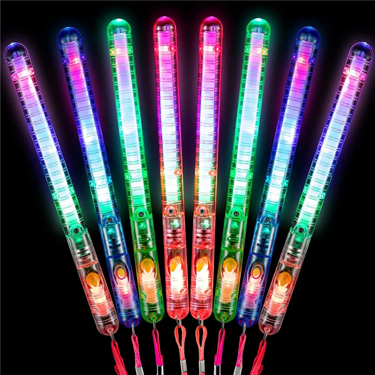 OWill 8 Bâtons Lumineux LED - 4 Couleurs, 3 Modes Clignotants - Pour Concerts, Fêtes, Mariages - 13 Pouces