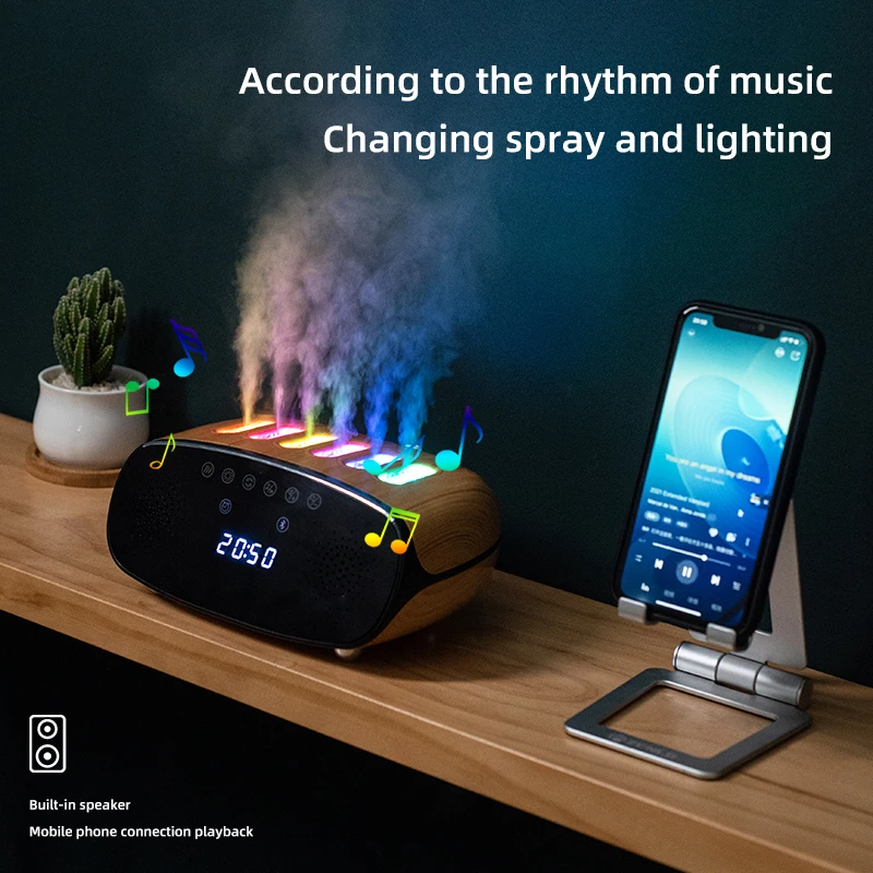 Intelligent Music Pickup Dynamic Control Air Humidifier 6 Spray Running Rainbow Light Mist Humidifier With Bluetooth Speaker
