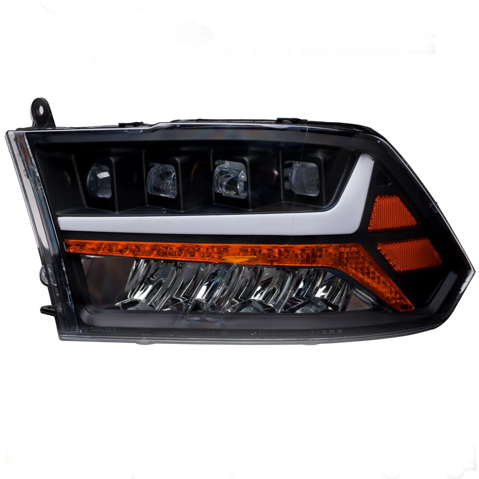 Black LED DRL Projector Headlights Pair For 2013-2018 Ram 1500 (Stock Projector Models)